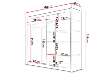 Dravon Garderob m. Spegel 180x215 cm - Beige - Förvaring - Sko- & klädförvaring - Garderober & garderobssystem