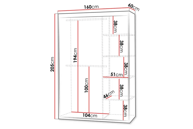 Duets Garderob med Spegel 160x205 cm - Beige - Förvaring - Sko- & klädförvaring - Garderober & garderobssystem