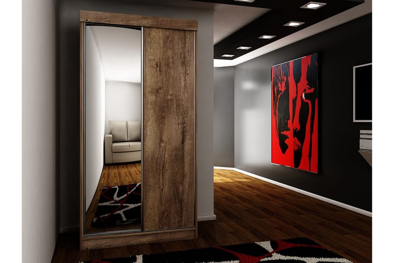 Dunkra Garderob m. Spegel 100x200 cm - Beige - Förvaring - Sko- & klädförvaring - Garderober & garderobssystem