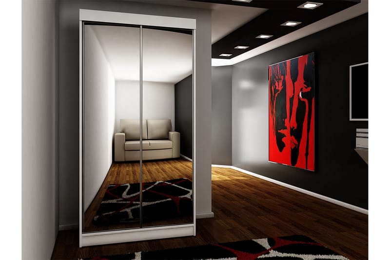 Dunkra Garderob m. Spegel 100x200 cm - Vit - Förvaring - Sko- & klädförvaring - Garderober & garderobssystem