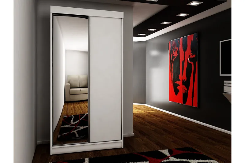 Dunkra Garderob m. Spegel 100x200 cm - Vit - Förvaring - Sko- & klädförvaring - Garderober & garderobssystem