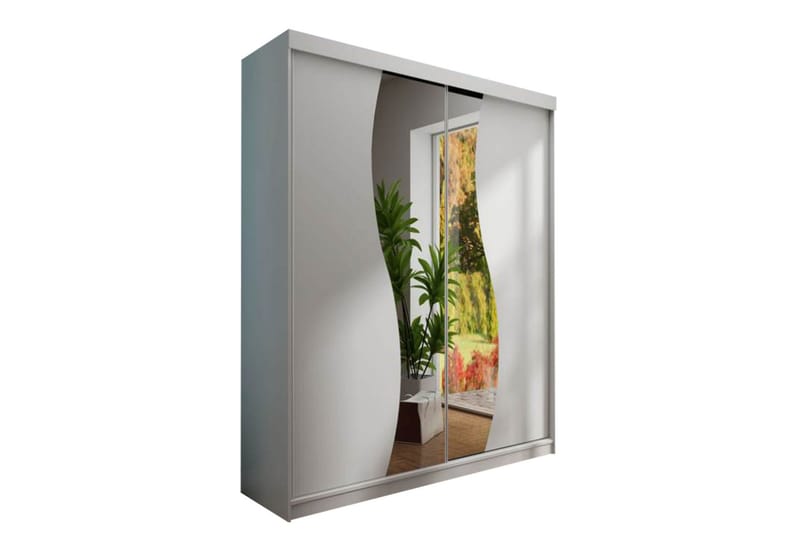 Dunkra Garderob m. Spegel 150x200 cm - Vit - Förvaring - Sko- & klädförvaring - Garderober & garderobssystem