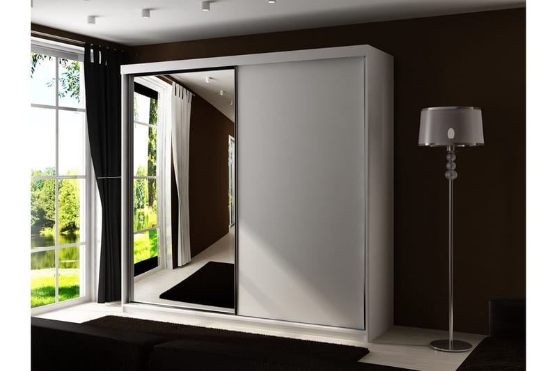 Dunkra Garderob m. Spegel 200x200 cm - Beige - Förvaring - Sko- & klädförvaring - Garderober & garderobssystem