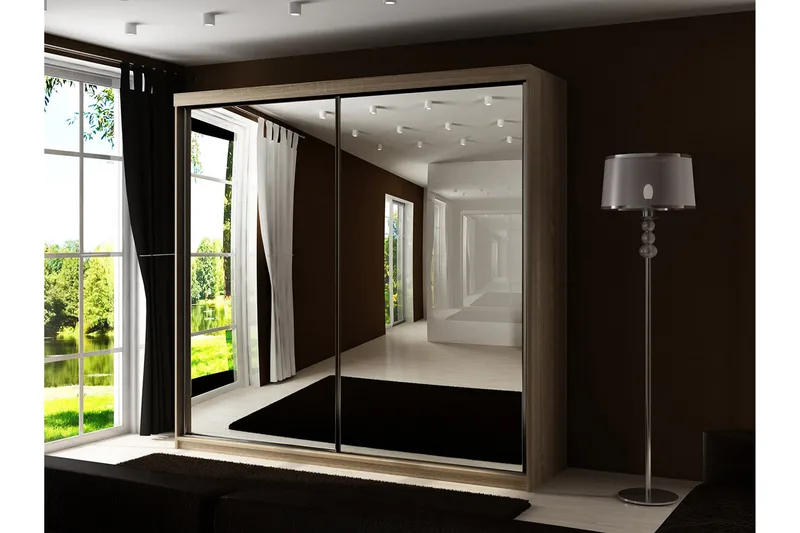 Dunkra Garderob m. Spegel 200x200 cm - Brun - Förvaring - Sko- & klädförvaring - Garderober & garderobssystem