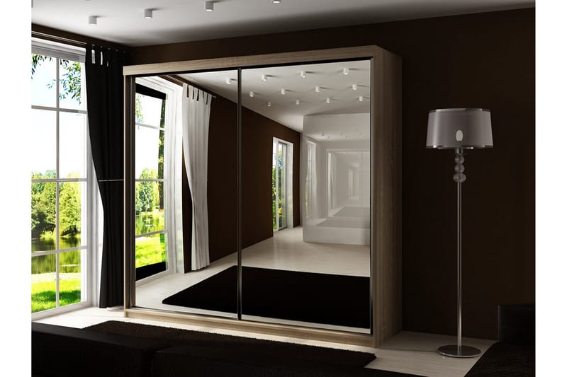 Dunkra Garderob m. Spegel 200x200 cm - Brun - Förvaring - Sko- & klädförvaring - Garderober & garderobssystem