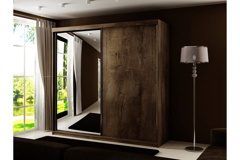 Dunkra Garderob m. Spegel 200x200 cm - Brun - Förvaring - Sko- & klädförvaring - Garderober & garderobssystem