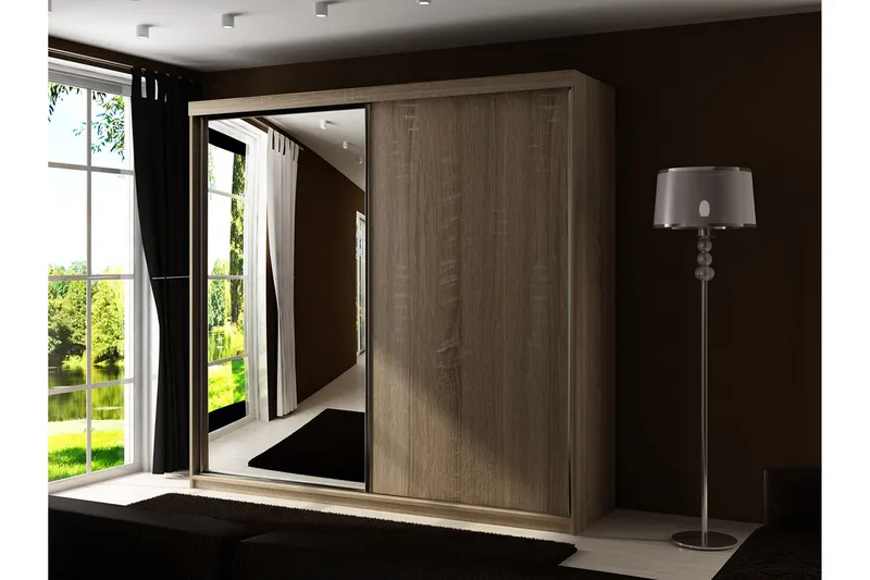 Dunkra Garderob m. Spegel 200x200 cm - Brun - Förvaring - Sko- & klädförvaring - Garderober & garderobssystem