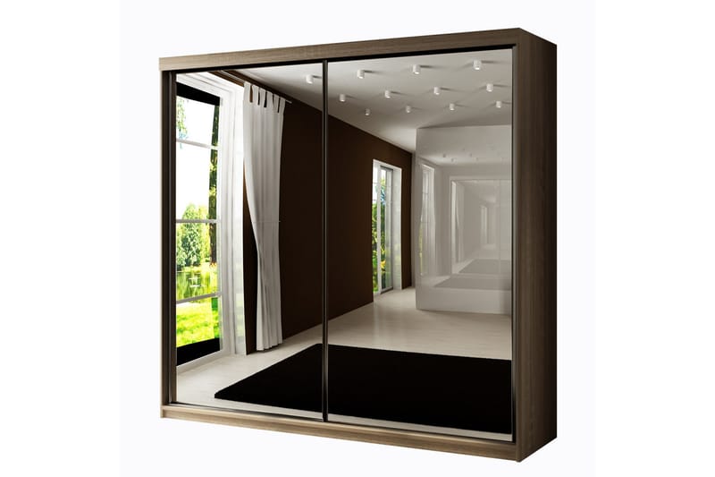 Dunkra Garderob m. Spegel 200x200 cm, Brun