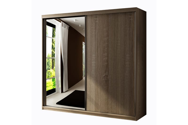 Dunkra Garderob m. Spegel 200x200 cm - Brun/Beige - Förvaring - Sko- & klädförvaring - Garderober & garderobssystem