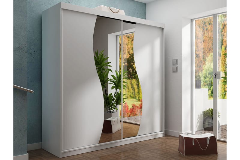 Dunkra Garderob m. Spegel 200x200 cm - Vit - Förvaring - Sko- & klädförvaring - Garderober & garderobssystem