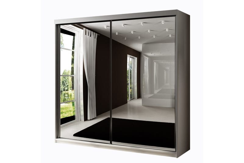 Dunkra Garderob m. Spegel 200x200 cm, Vit