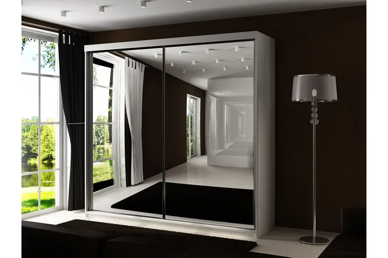 Dunkra Garderob m. Spegel 200x200 cm - Vit - Förvaring - Sko- & klädförvaring - Garderober & garderobssystem