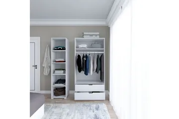 Durusu Garderob 130x183 cm - Vit - Förvaring - Sko- & klädförvaring - Garderober & garderobssystem