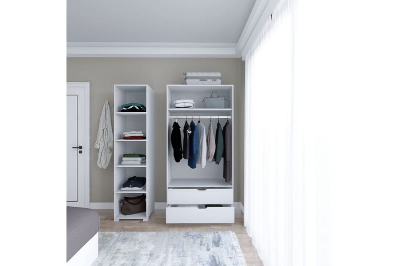 Durusu Garderob 130x183 cm - Vit - Förvaring - Sko- & klädförvaring - Garderober & garderobssystem