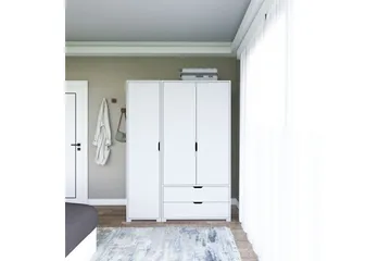 Durusu Garderob 130x183 cm - Vit - Förvaring - Sko- & klädförvaring - Garderober & garderobssystem