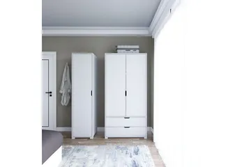 Durusu Garderob 130x183 cm - Vit - Förvaring - Sko- & klädförvaring - Garderober & garderobssystem