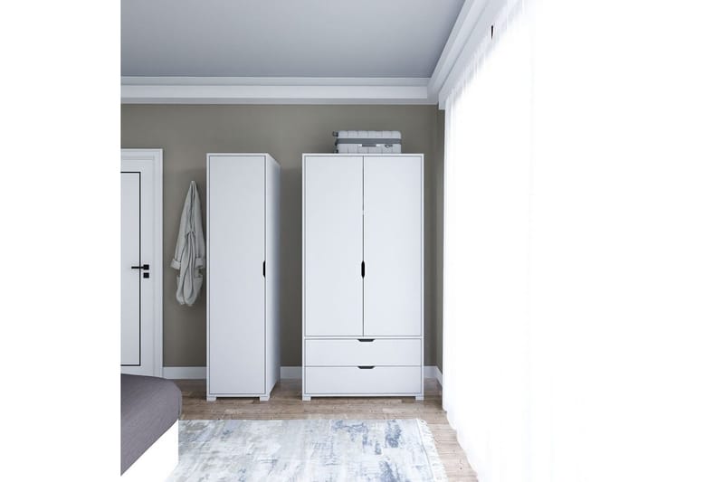 Durusu Garderob 130x183 cm - Vit - Förvaring - Sko- & klädförvaring - Garderober & garderobssystem