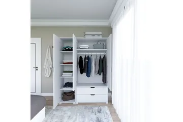Durusu Garderob 130x183 cm - Vit - Förvaring - Sko- & klädförvaring - Garderober & garderobssystem