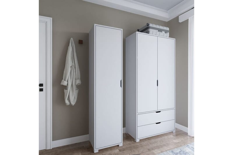 Durusu Garderob 130x183 cm - Vit - Förvaring - Sko- & klädförvaring - Garderober & garderobssystem