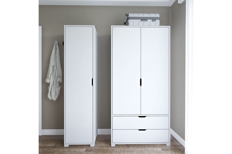 Durusu Garderob 130x183 cm - Vit - Förvaring - Sko- & klädförvaring - Garderober & garderobssystem