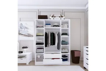 Durusu Garderob 140x182 cm - Mattvit - Förvaring - Sko- & klädförvaring - Garderober & garderobssystem