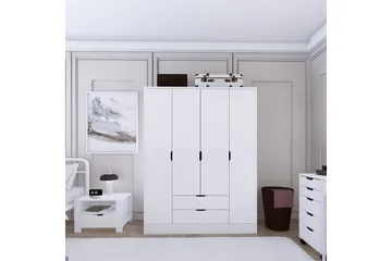 Durusu Garderob 140x182 cm - Mattvit - Förvaring - Sko- & klädförvaring - Garderober & garderobssystem