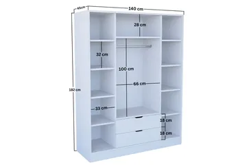 Durusu Garderob 140x182 cm - Mattvit - Förvaring - Sko- & klädförvaring - Garderober & garderobssystem