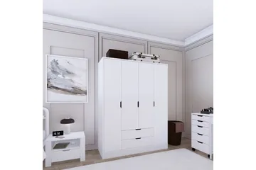 Durusu Garderob 140x182 cm - Mattvit - Förvaring - Sko- & klädförvaring - Garderober & garderobssystem