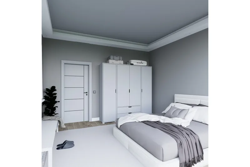 Durusu Garderob 170x183 cm - Mattvit - Förvaring - Sko- & klädförvaring - Garderober & garderobssystem