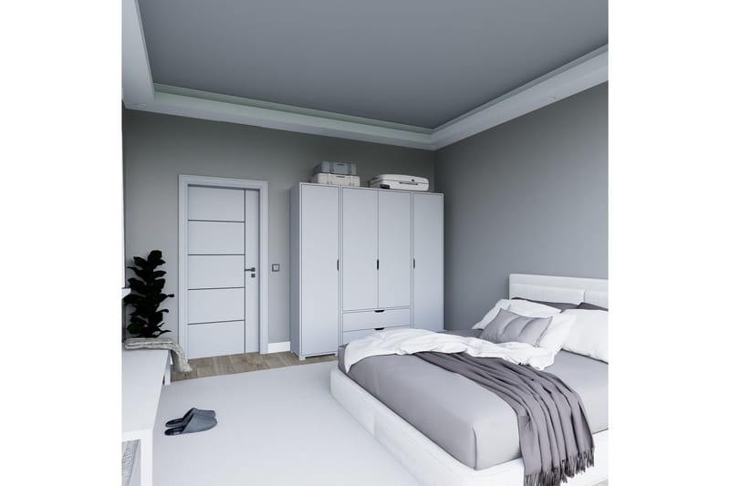 Durusu Garderob 170x183 cm - Mattvit - Förvaring - Sko- & klädförvaring - Garderober & garderobssystem