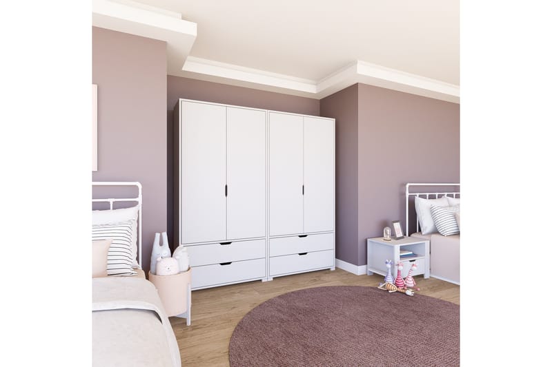 Durusu Garderob 180x183 cm - Mattvit - Förvaring - Sko- & klädförvaring - Garderober & garderobssystem