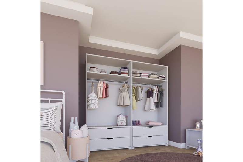 Durusu Garderob 180x183 cm - Mattvit - Förvaring - Sko- & klädförvaring - Garderober & garderobssystem