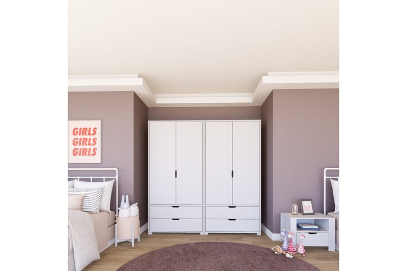 Durusu Garderob 180x183 cm - Mattvit - Förvaring - Sko- & klädförvaring - Garderober & garderobssystem