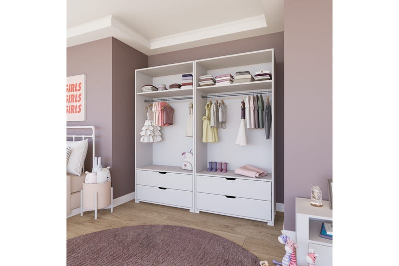 Durusu Garderob 180x183 cm - Mattvit - Förvaring - Sko- & klädförvaring - Garderober & garderobssystem