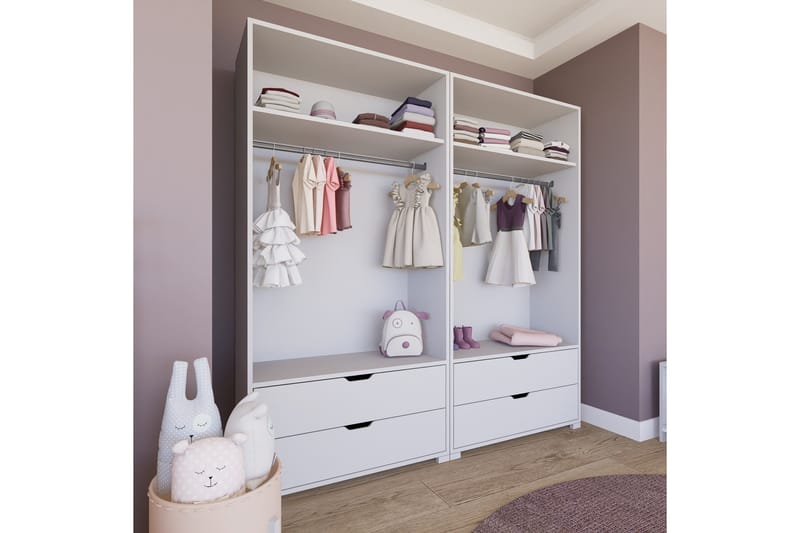 Durusu Garderob 180x183 cm - Mattvit - Förvaring - Sko- & klädförvaring - Garderober & garderobssystem