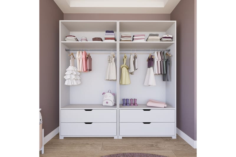 Durusu Garderob 180x183 cm - Mattvit - Förvaring - Sko- & klädförvaring - Garderober & garderobssystem