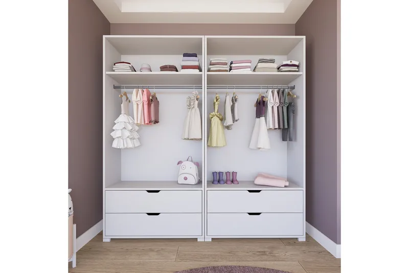 Durusu Garderob 180x183 cm - Mattvit - Förvaring - Sko- & klädförvaring - Garderober & garderobssystem