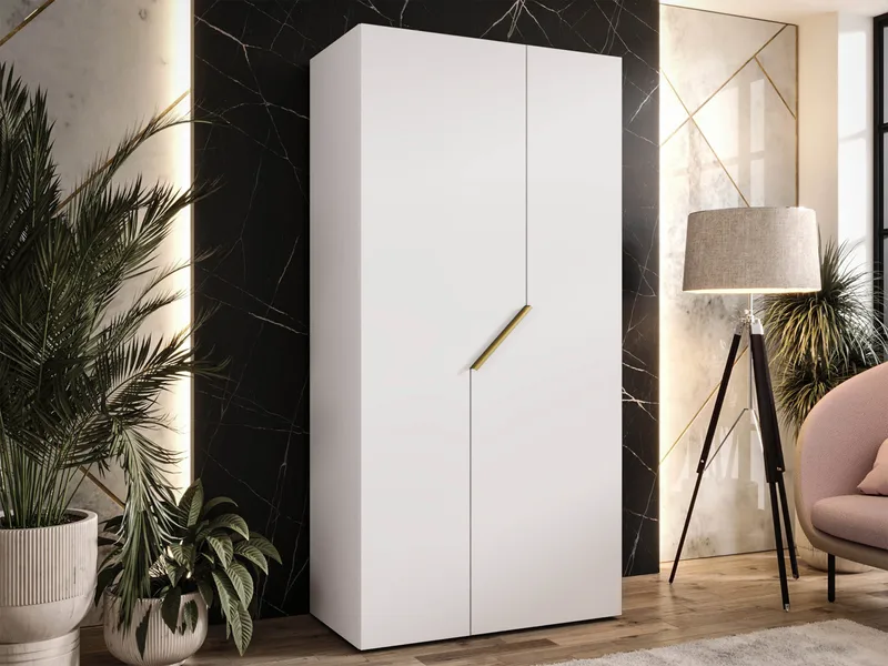 Eikra Garderob 100 cm - Vit, guld - Förvaring - Sko- & klädförvaring - Garderober & garderobssystem