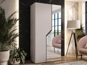 Eikra Garderob med spegel 100 cm - Cashmere med svarta accenter och spegeldörr - Förvaring - Sko- & klädförvaring - Garderober & garderobssystem