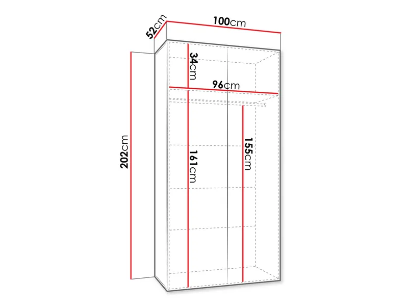 Eikra Garderob med spegel 100 cm - Svart, vit - Förvaring - Sko- & klädförvaring - Garderober & garderobssystem