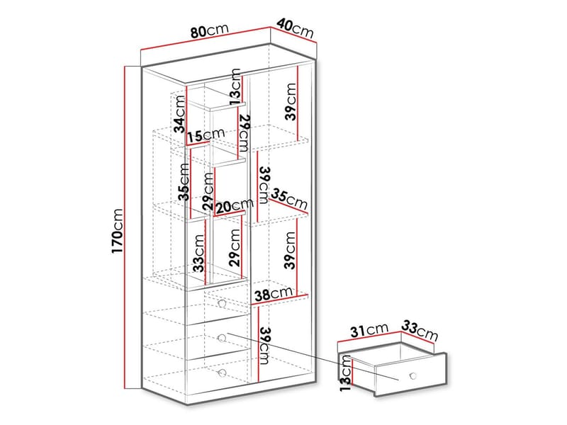 Elvaren Garderob 80 cm med öppna hyllor - Förvaring - Sko- & klädförvaring - Garderober & garderobssystem
