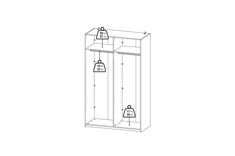 Elvos Garderob 139x220 cm - Vit - Förvaring - Sko- & klädförvaring - Garderober & garderobssystem