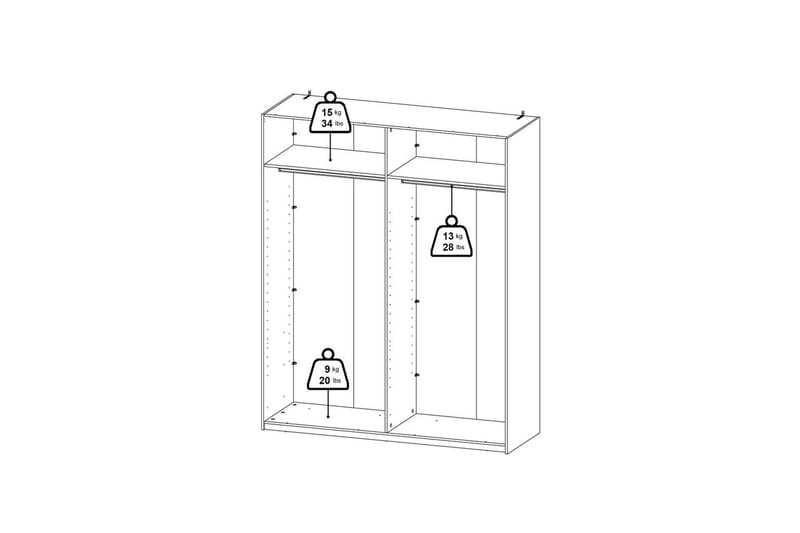 Elvos Garderob 179x220 cm - Grå - Förvaring - Sko- & klädförvaring - Garderober & garderobssystem