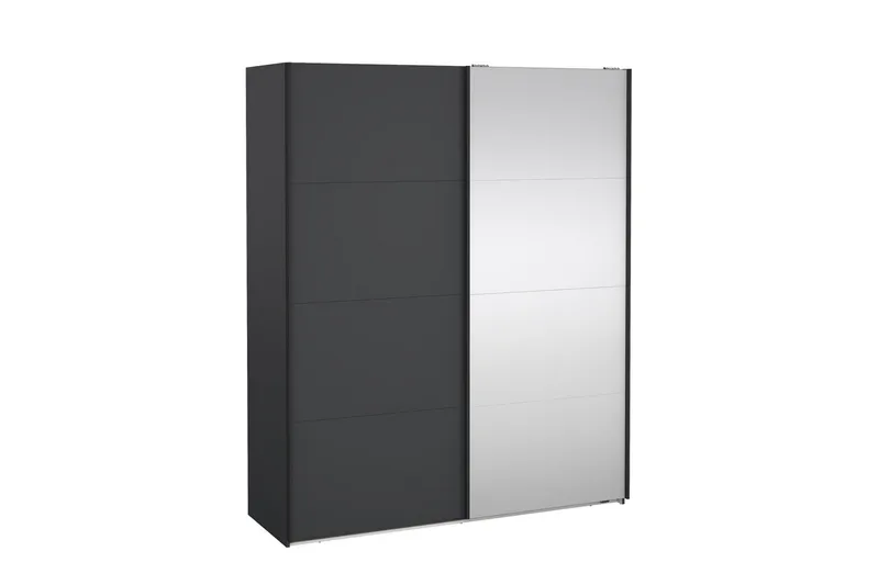 Elvos Garderob med Spegel 179x220 cm - Svart - Förvaring - Sko- & klädförvaring - Garderober & garderobssystem