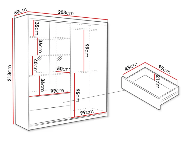 Elvyn Garderob med Spegel 203x213 cm - Brun - Förvaring - Sko- & klädförvaring - Garderober & garderobssystem