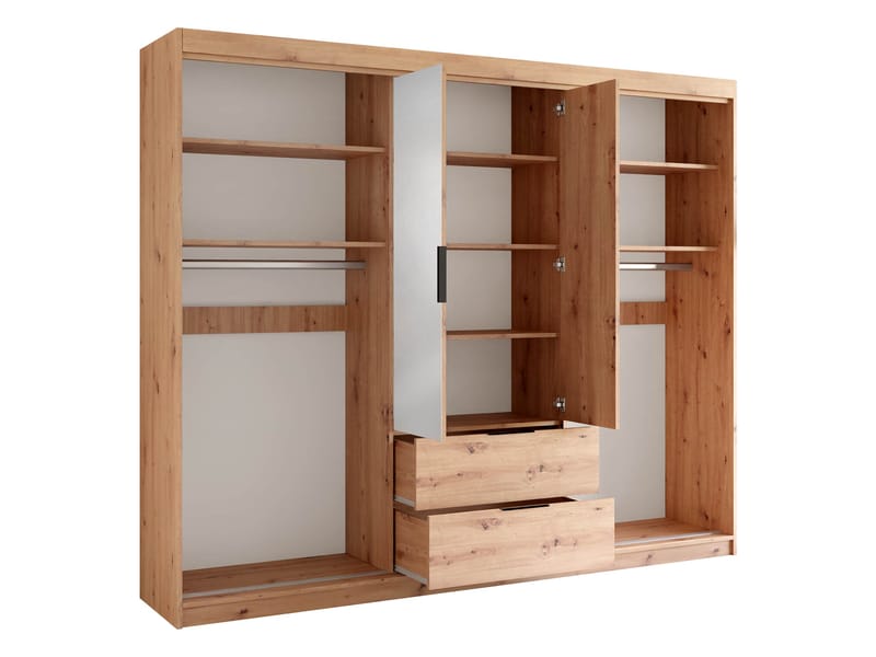 Elvyn Garderob med Spegel 250x213 cm - Brun - Förvaring - Sko- & klädförvaring - Garderober & garderobssystem
