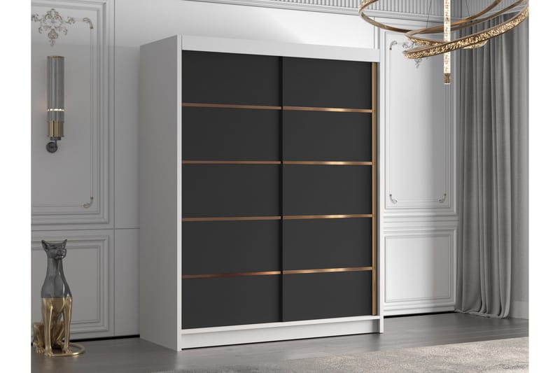 Emet Garderob 150x200 cm - Svart/Vit - Förvaring - Sko- & klädförvaring - Garderober & garderobssystem
