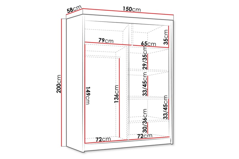 Emet Garderob 150x200 cm - Vit - Förvaring - Sko- & klädförvaring - Garderober & garderobssystem