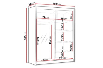 Emet Garderob med Spegel 150x200 cm - Beige - Förvaring - Sko- & klädförvaring - Garderober & garderobssystem