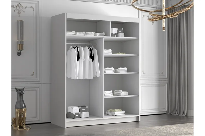 Emet Garderob med Spegel 150x200 cm - Svart - Förvaring - Sko- & klädförvaring - Garderober & garderobssystem